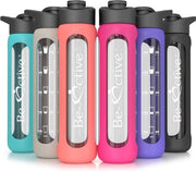 Bicchiere in vetro riciclabile 700ml con orologio dei pasti e copertura in silicone