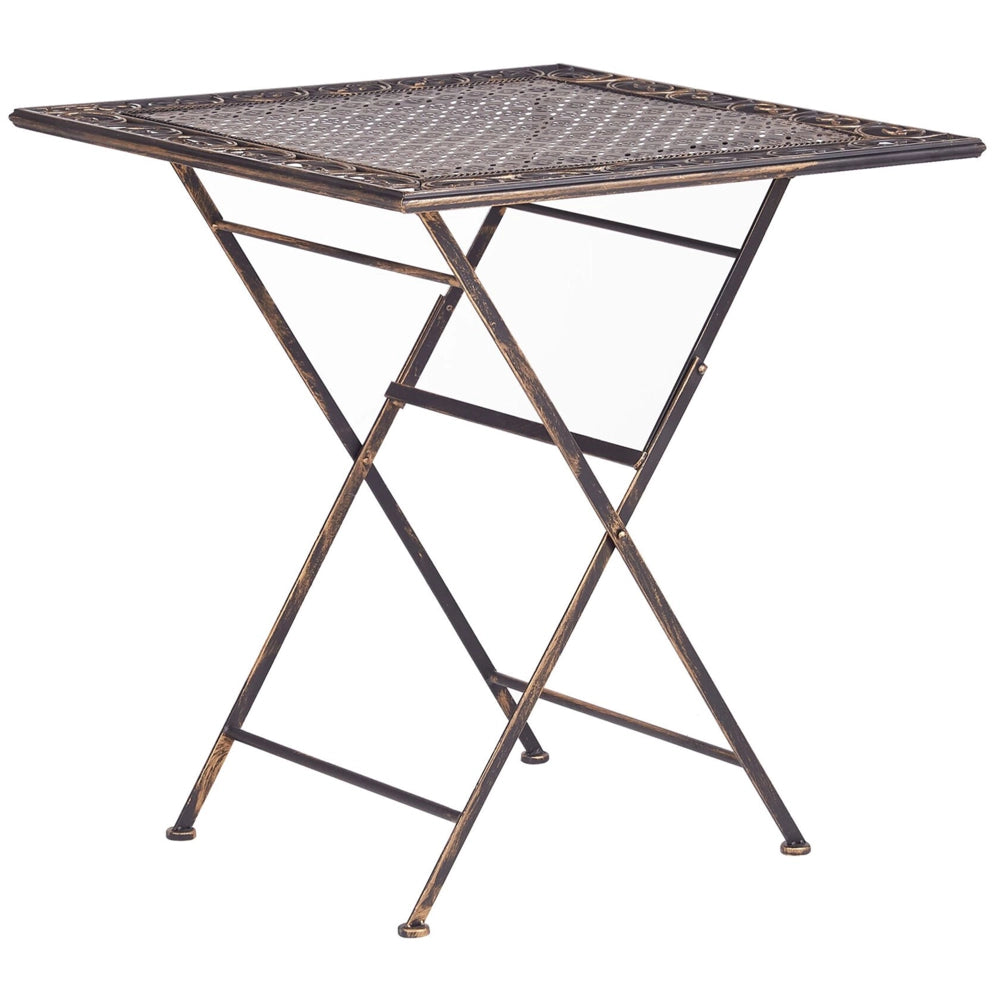 Tavolino da Giardino Bistro Pieghevole 70 x 70 cm in Metallo Nero