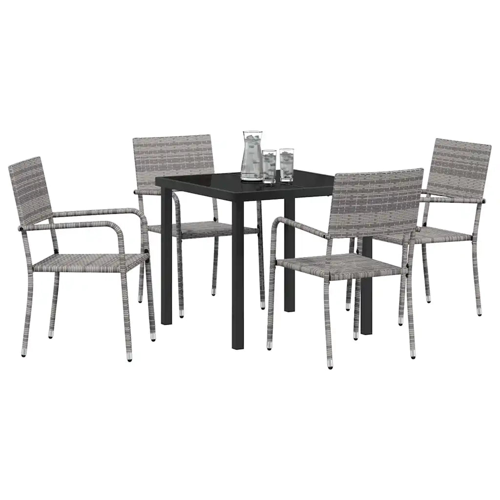 Set da Pranzo per Giardino con cuscino 5 pcs Grigio polyrattan 3380044