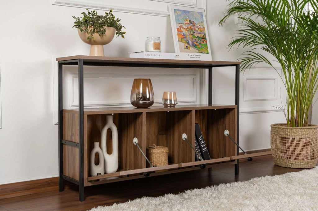 Credenza in legno "Solace" - 120 x 30 x 77 cm - Marrone