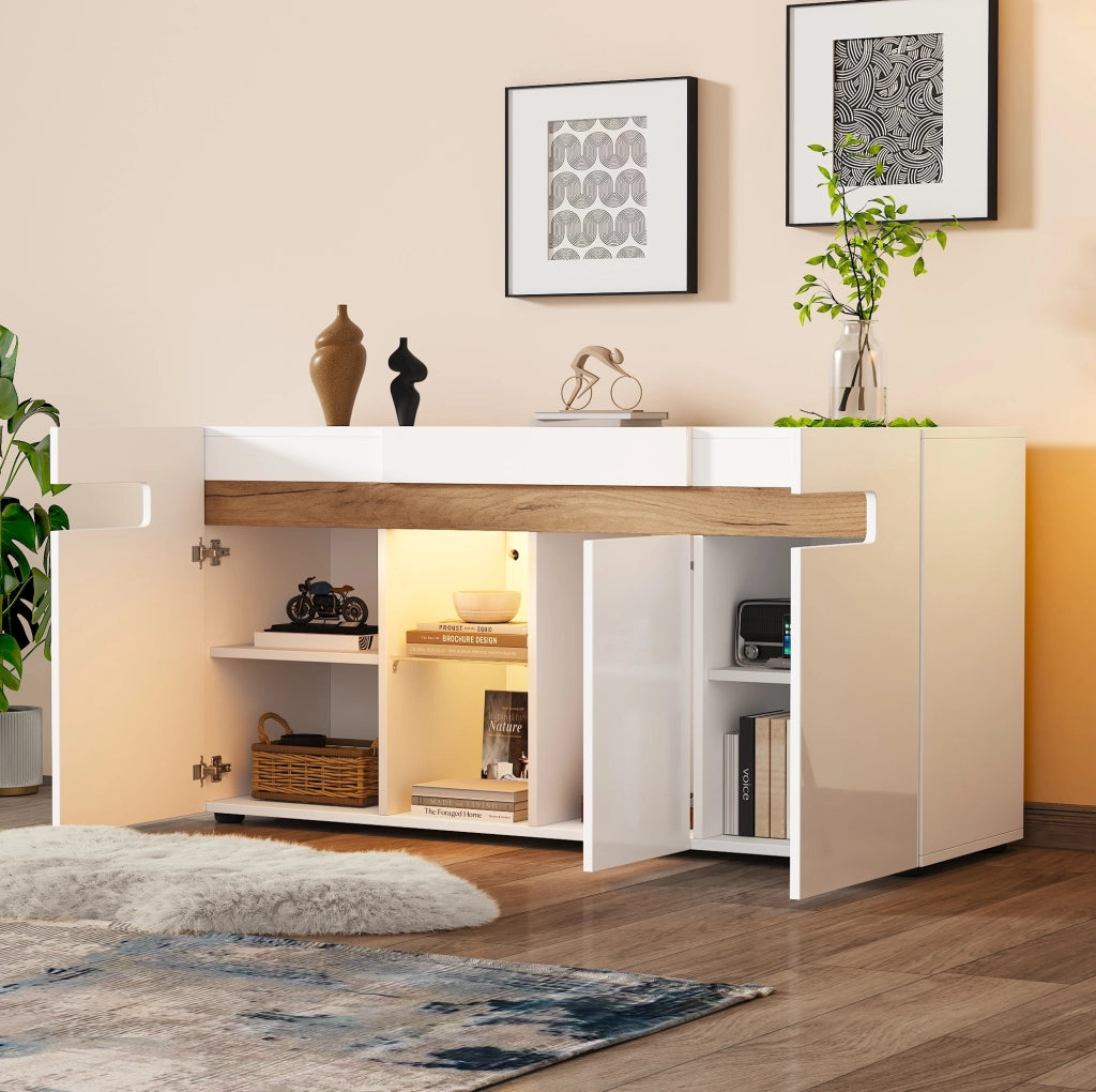 Sideboard 3 ante con LED controllato da app, 140x40x70 cm