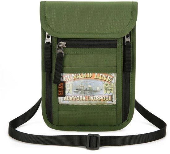 Portafoglio con RFID anti-furto - Tasca ID - Blocco RFID - Portamonete per viaggi - 3 tasche con chiusura a righello - Tasca ID con cinturino - Unisex - Impermeabile Oxford - Utilizzo quotidiano - 15,5 x 2 x 22 cm