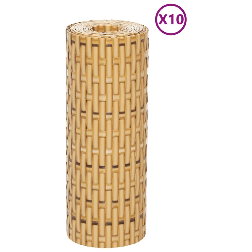 Schermi da Balcone 10 pz | Paravento Marrone Chiaro 255x19 cm in Polyrattan