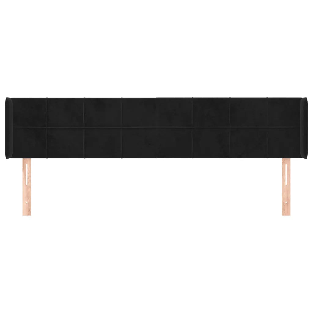 Testiera ad Orecchio-Testata con Orecchie Nera 163x16x78/88 cm in Velluto 826401