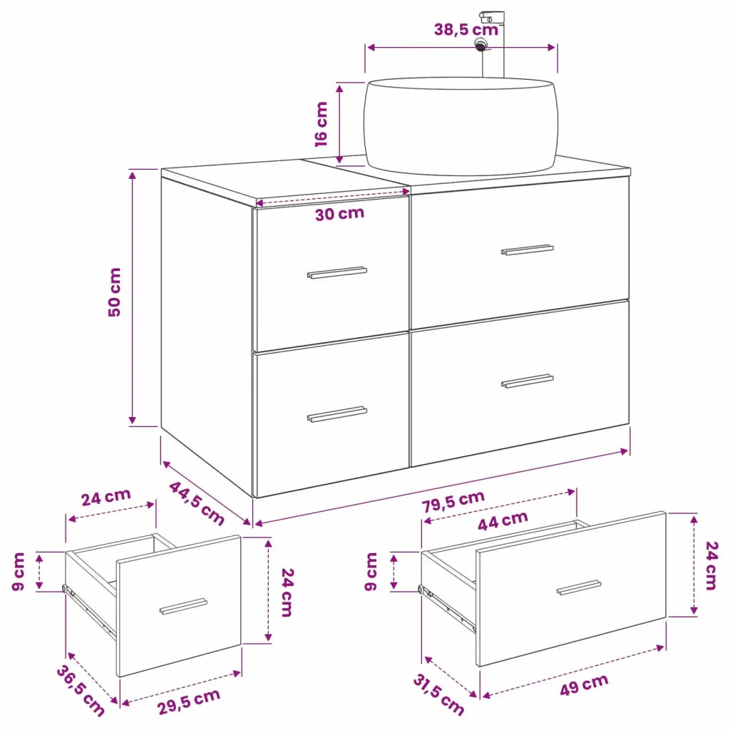 Set di mobili per il bagno 2 pz Sonoma grigio 3404005