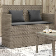 Panca da Giardino con Cuscini-Sgabello-Panca da esterno Grigia in Polyrattan 567704