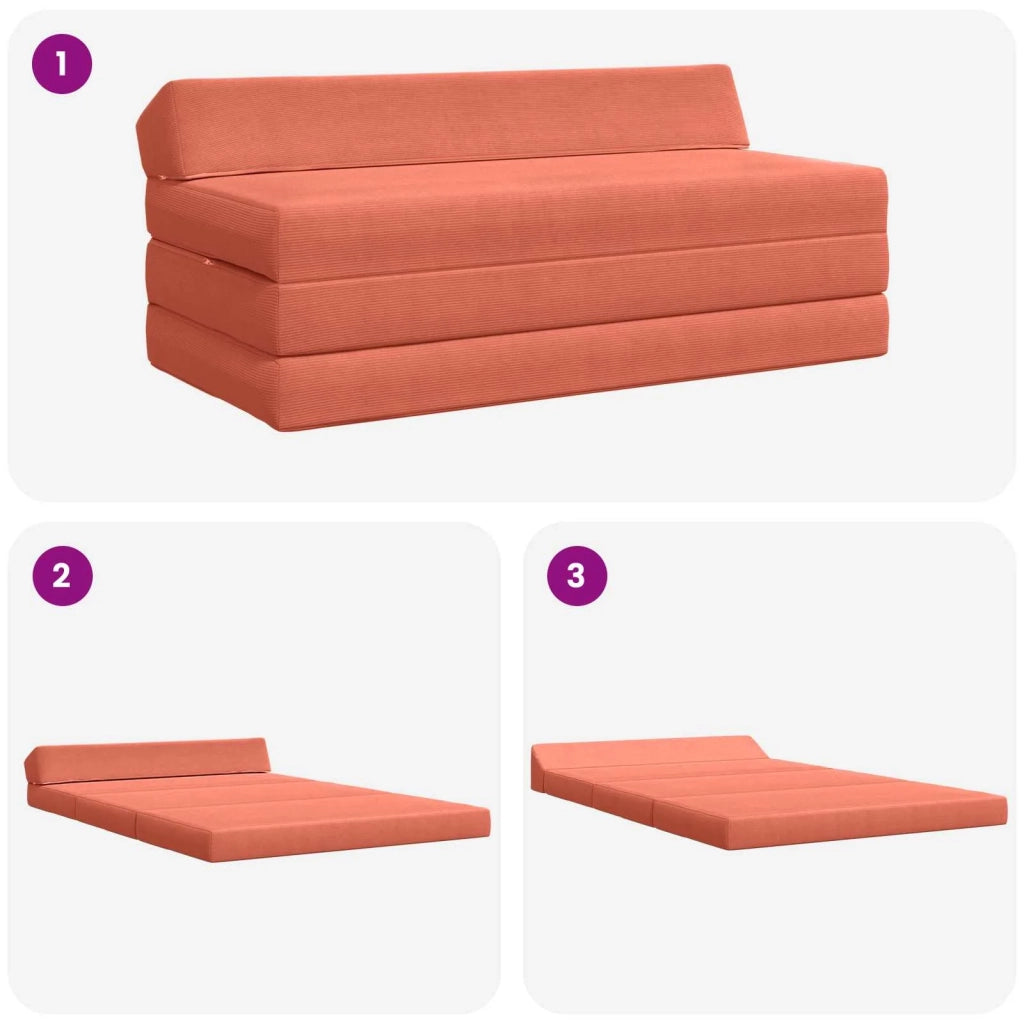 Divano Letto Pieghevole Rosso Arancio 120 x 60 x 49 cm Tessuto 900050