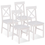 IDMarket - Set di 4 sedie da cucina SUZANNE in legno bianco con traverse