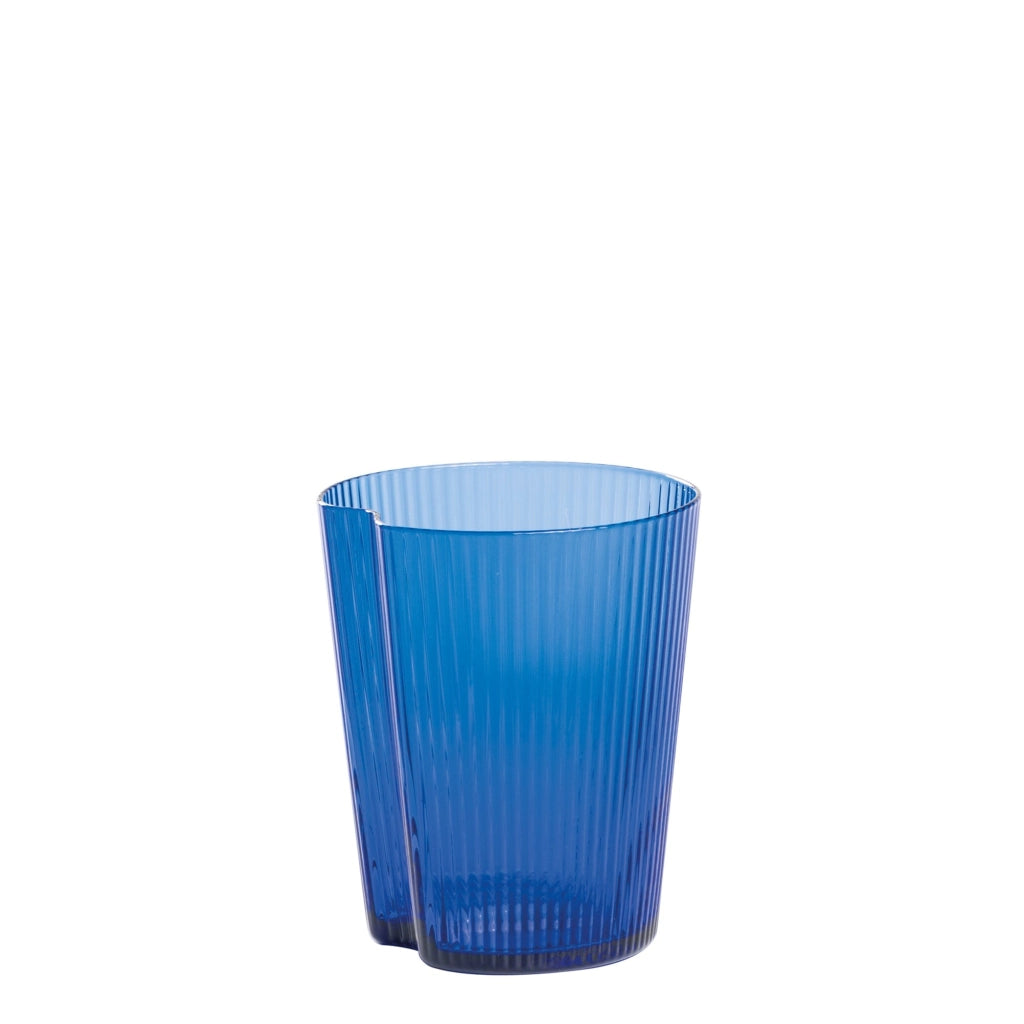 Set 6 Bicchieri Handy Tumbler in vetro soffiato blu, design ergonomico impilabile, ideale per uso quotidiano, lavabile in lavastoviglie, 6x pezzi