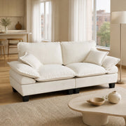 Divano a 2 posti con braccioli curvi in chenille beige 194 × 82 × 90 cm