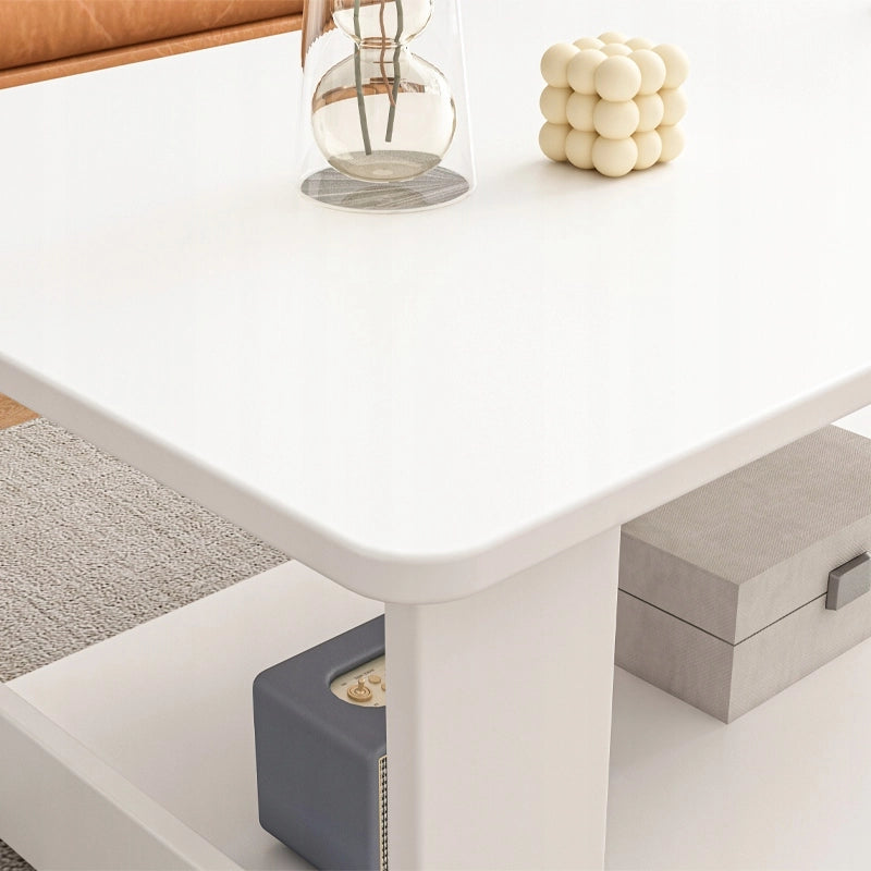 Panca tavolino bianco moderno con ripiano salotto loft grande 100 cm
