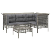 Set di mobili da giardino mobili da esterno set da 5 pezzi con cuscini resina intrecciata grigia 02_0016415