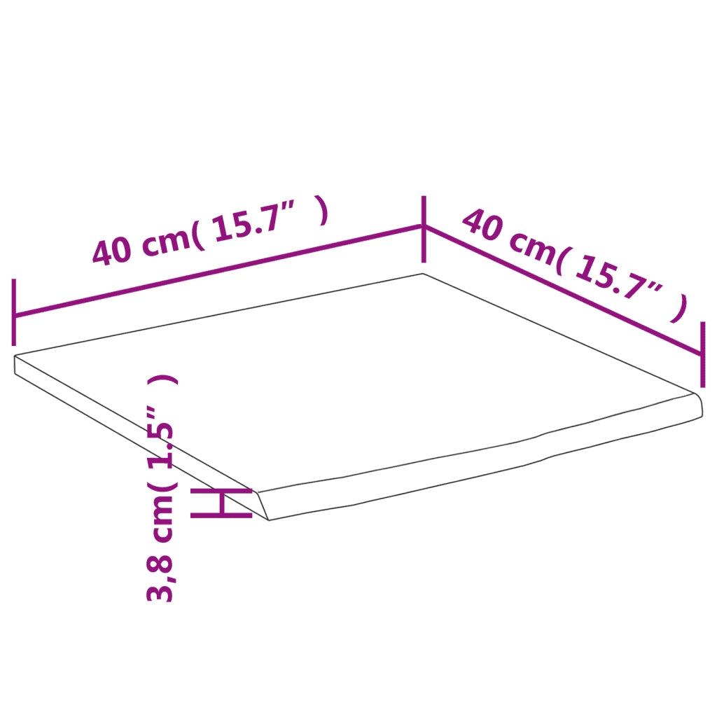 Mensola a Muro 40x40x3,8 cm Quadrata Massello Acacia Bordi Vivi