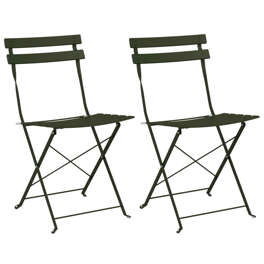 Set di 2 sedie da giardino pieghevoli  in acciaio verde scuro