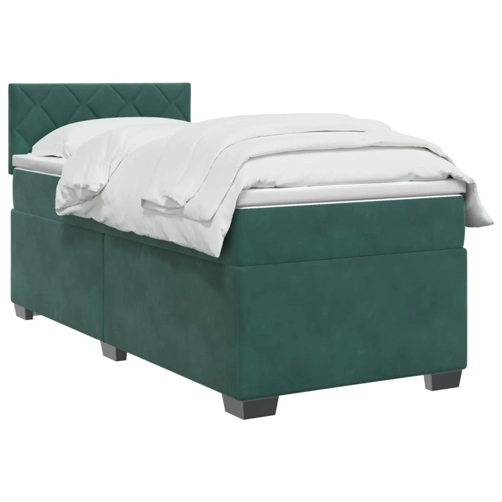 Letto con Box Spring, Materasso e LED Verde Scuro 90 x 190 cm 3452093