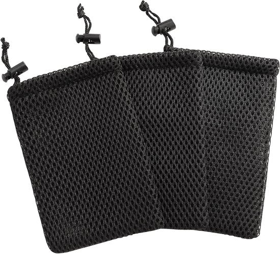 Tas con Corda in Tessuto Nylon a Maglia, 5 x 3,5 Pollici Borsa di Pochette per Piccoli Oggetti, 3 Stuks Kit di Organizzazione per Viaggio con Spazio per Mini Oggetti, Orecchini, Batterie, Chiavi.