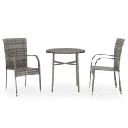 Set Mobili da Pranzo per Giardino 3 pz | Set Salotto da Giardino in Polyrattan Grigio