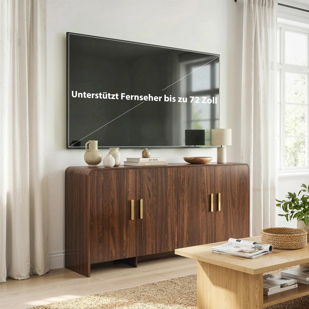 Credenza TV con 4 ante ¨C zephmum ¨C noce, 152 cm