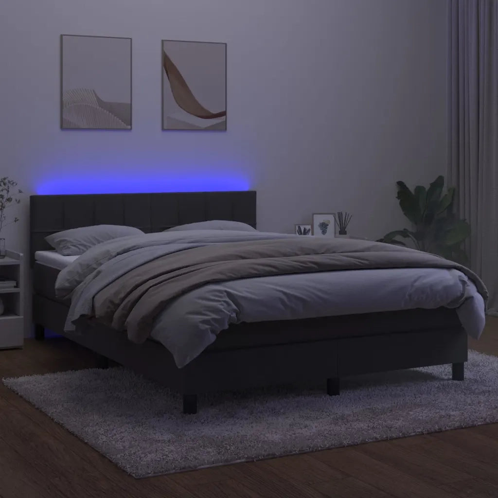 Letto a Molle con Materasso e LED Grigio Scuro 140x190 cmcod mxl 98905