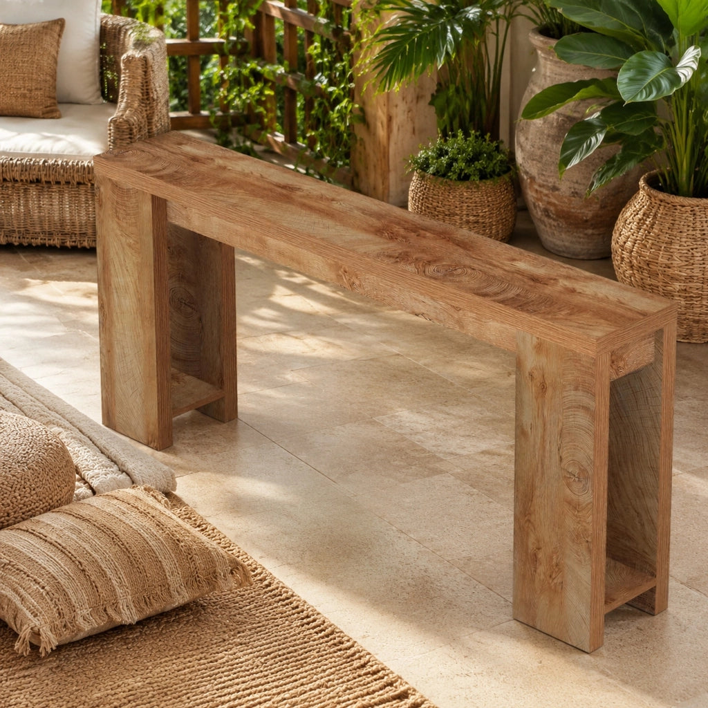 Tavolo consolle rustico per ingresso 63 x 11;81 pollici marrone