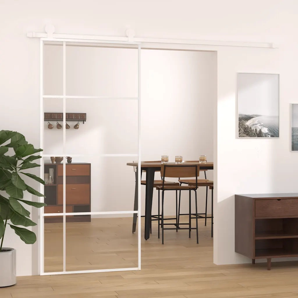 Porta Scorrevole in Vetro ESG e Alluminio 90x205 cm Biancacod mxl 119024