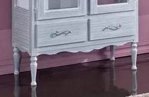 Vetrina 2 porte 2 cassetti in legno shabby azzurro l.102 p.42 h.191 - Mobili 2G