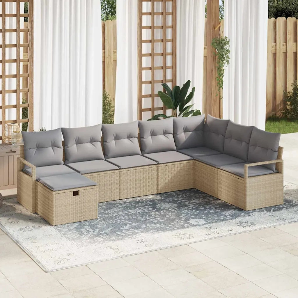 Set di divani 8 pcs Beige e Grigio Chiaro polyrattan 3359229