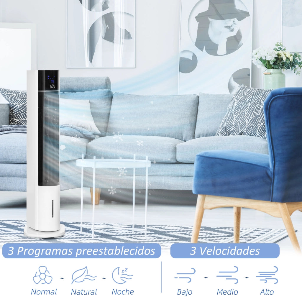 Torre Climatizzatore Evaporativo ¨C zephmum ¨C 3L 3 Velocit¨¤ Oscillante Bianco 33x26x105 cm