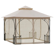 Gazebo per Esterno 3x3m, Gazebo Personalizzato con Pareti Laterali e Doppio Tettuccio in Poliestere, Beige