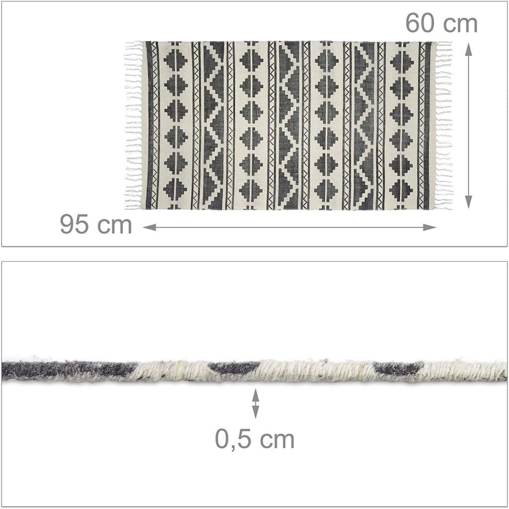 Tappeto da corridoio/soggiorno con stampa geometrica 60 x 95 cm cotone bianco 13_0002833