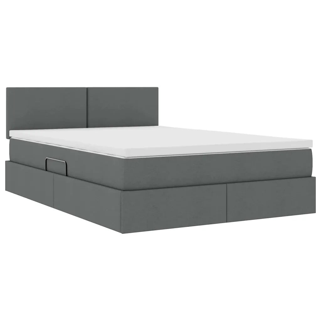 Letto con contenitore LED e materasso Grigio Scuro 140 x 200 cm