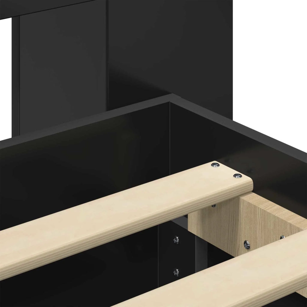 Struttura del letto con stoccaggio e testata Nero 160 x 200 cm 3433973