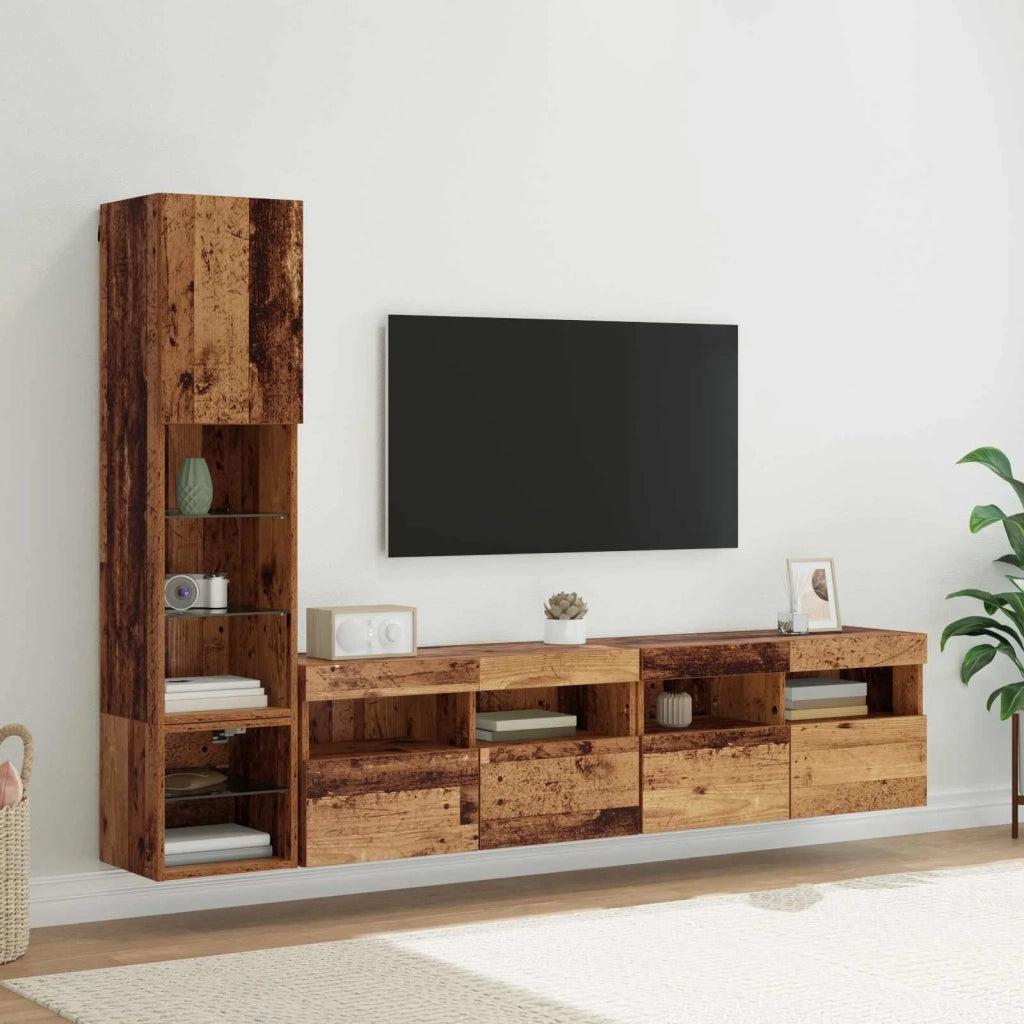 Unità TV da Parete 4 pcs Legno vecchio Legno multistrato 3402965