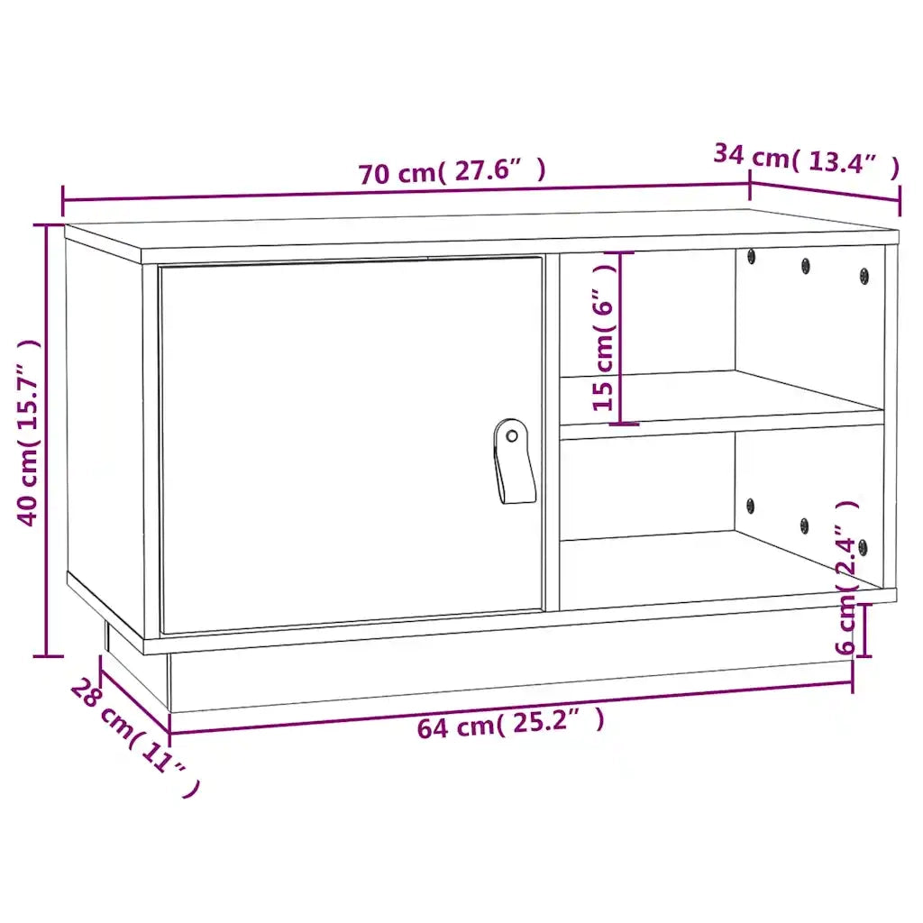 Mobile TV | Armadietto TV | Mobile Porta TV Nero 70x34x40 cm in Legno Massello di Pino