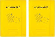 Confezione di 2 postmappe A4 di cartone rigido, gialle, con cinturino elastico largo e 3 chiusure interne