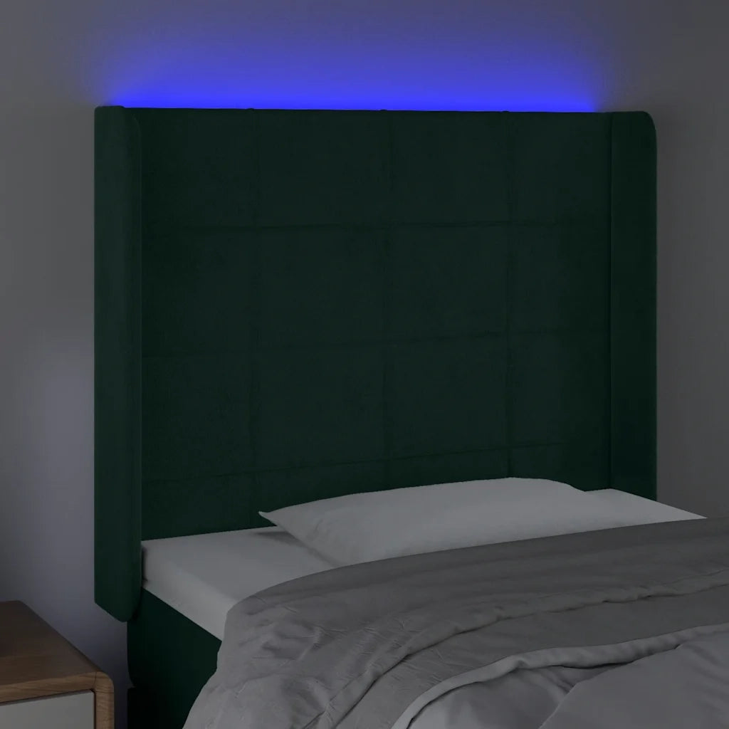 Testiera a LED Verde Scuro 83x16x118/128 cm in Velluto 3124081