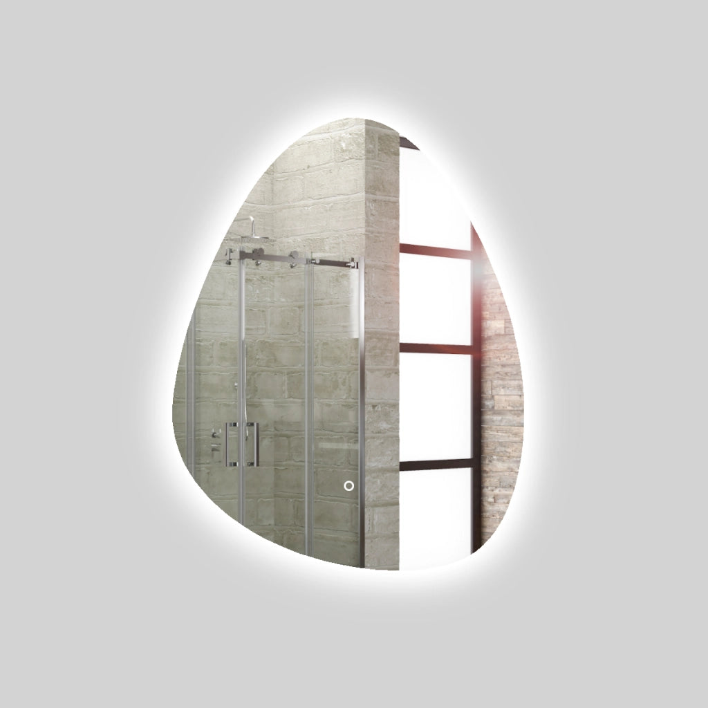 Specchio 5 mm a goccia retroilluminato led interruttore touch pvc e mdf *** misure 60x80 cm, tonalità dimmerabile 27...