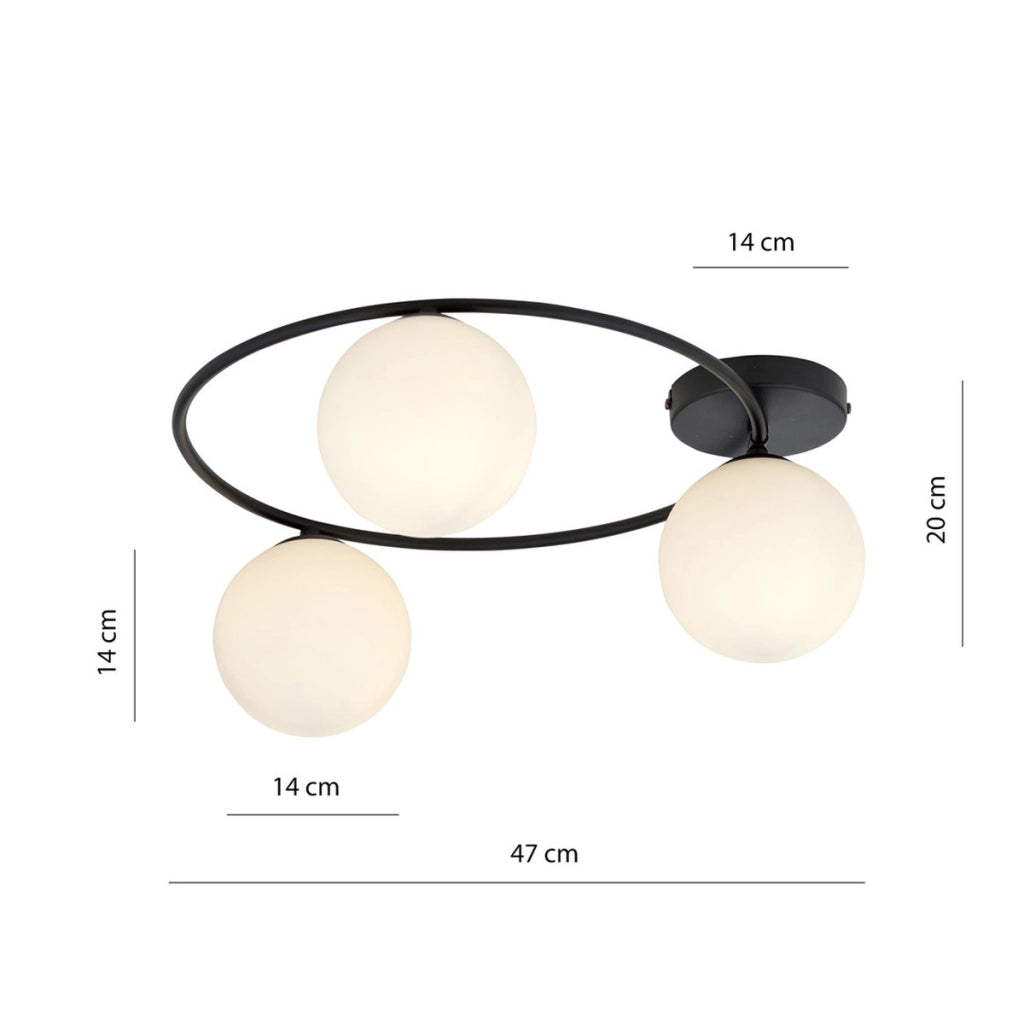 Lampada a sospensione Sopra in acciaio nero e vetro opale