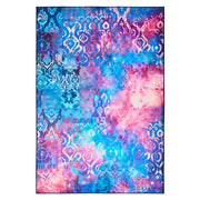Tappeto multicolore in poliestere 140 x 200 cm tessuto a trama piatta stile orientale boho con vivaci motivi stampati