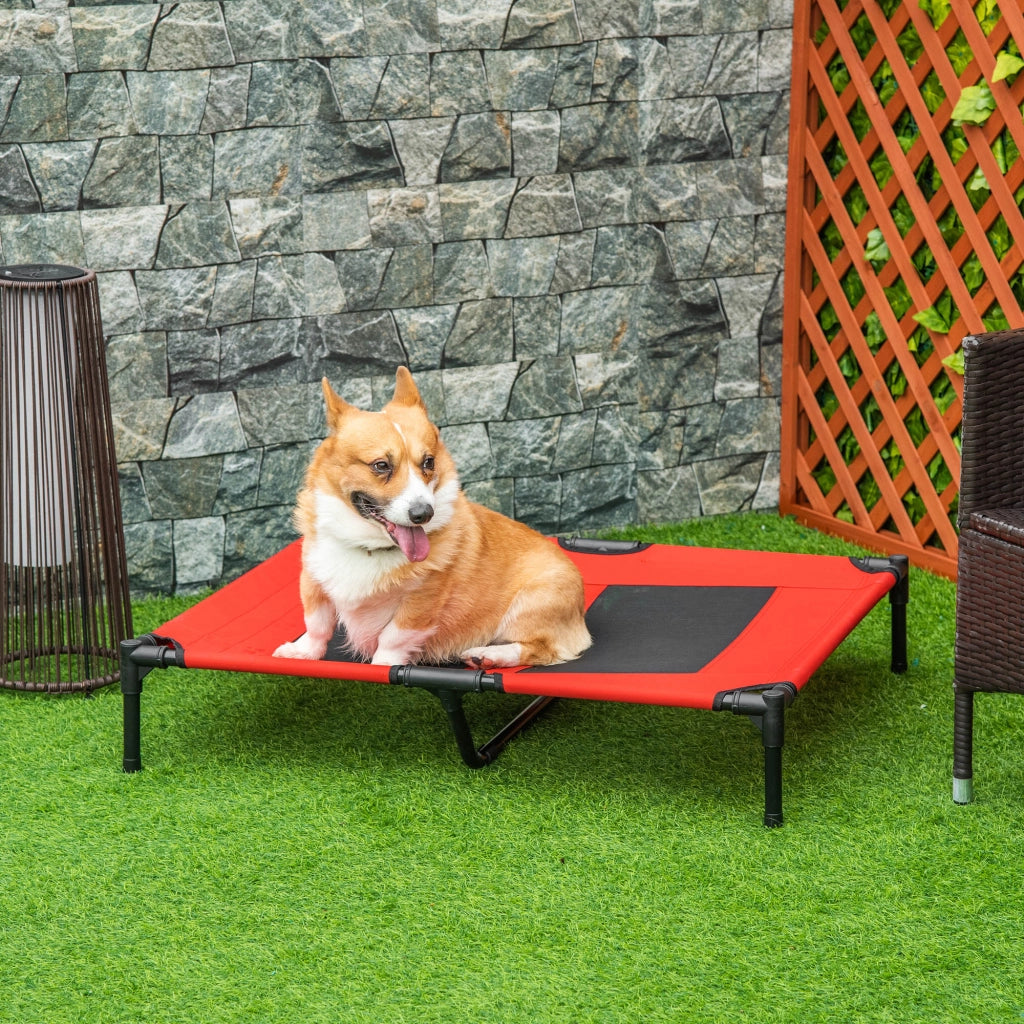 Lettino Rialzato per Cani e Gatti ¨C Xylo ¨C Rete Traspirante Oxford 91,5x76,2x18cm Rosso