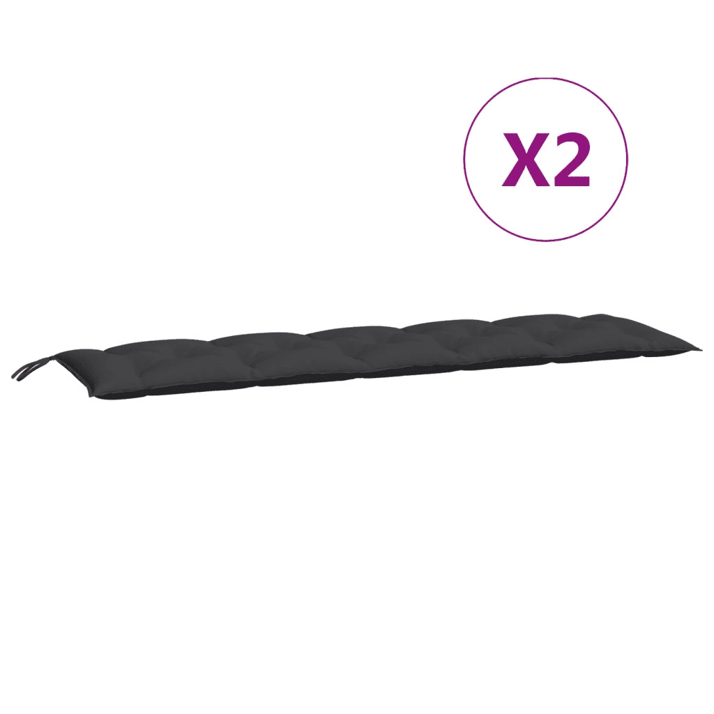 Cuscini Panca da Giardino 2 pz-Set di 2 Cuscini per panchina da esterno Neri 180x50x7cm Tessuto Oxford