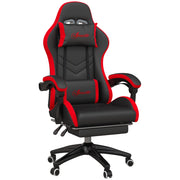Sedia da Gaming con Altezza Regolabile e Schienale Reclinabile, 65x65x121-129 cm, Nero e Rosso