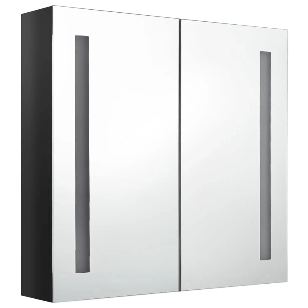 Mobile da bagno con specchio LED 62 x 14 x 60 cm nero lucido 02_0006616