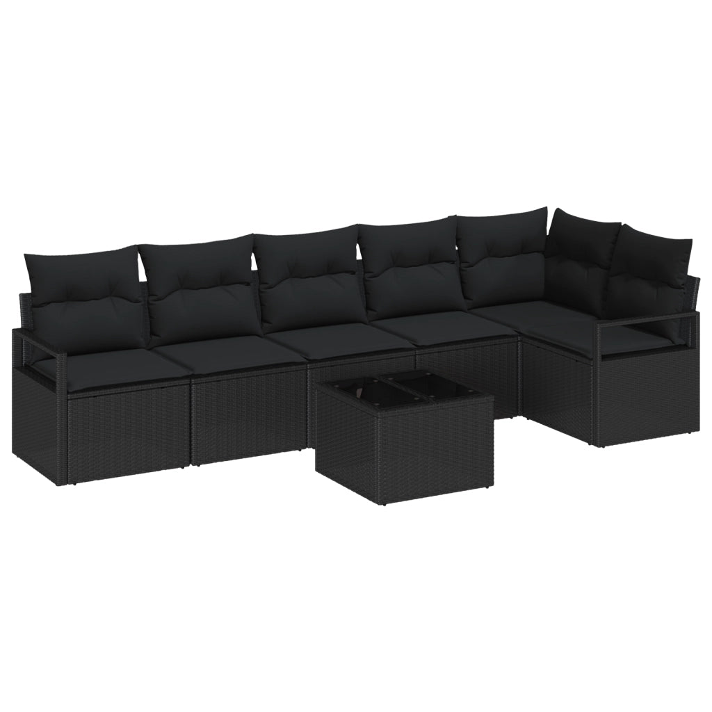 Set di divani da giardino  da 7 pezzi con cuscini in rattan poliestere beige