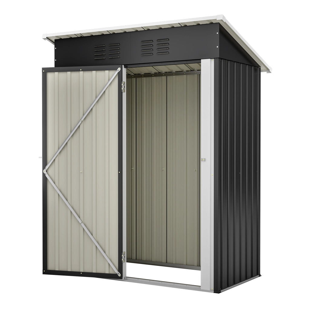 Casetta da giardino in metallo con porta chiudibile 152;2 x 83;6 x 182 cm; nero