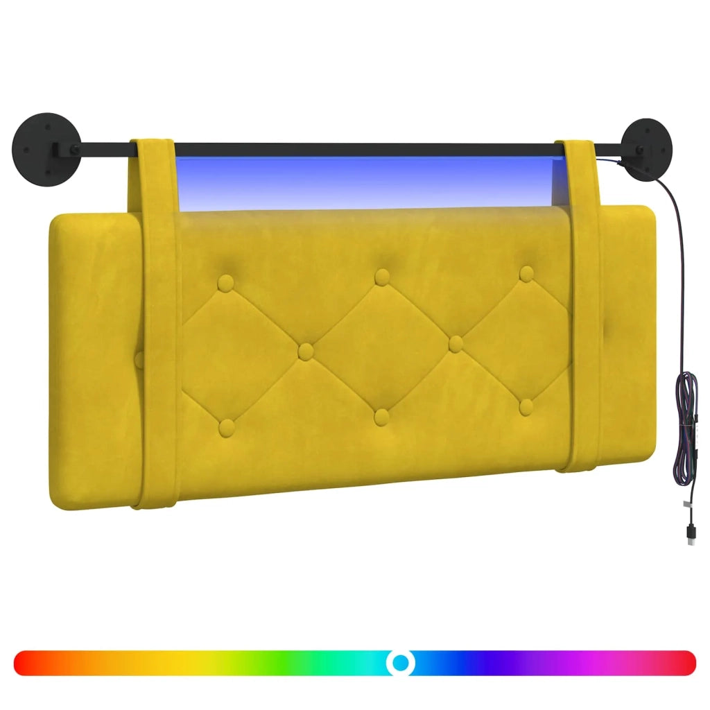 Testiera sospesa Con luce LED Giallo Velluto
