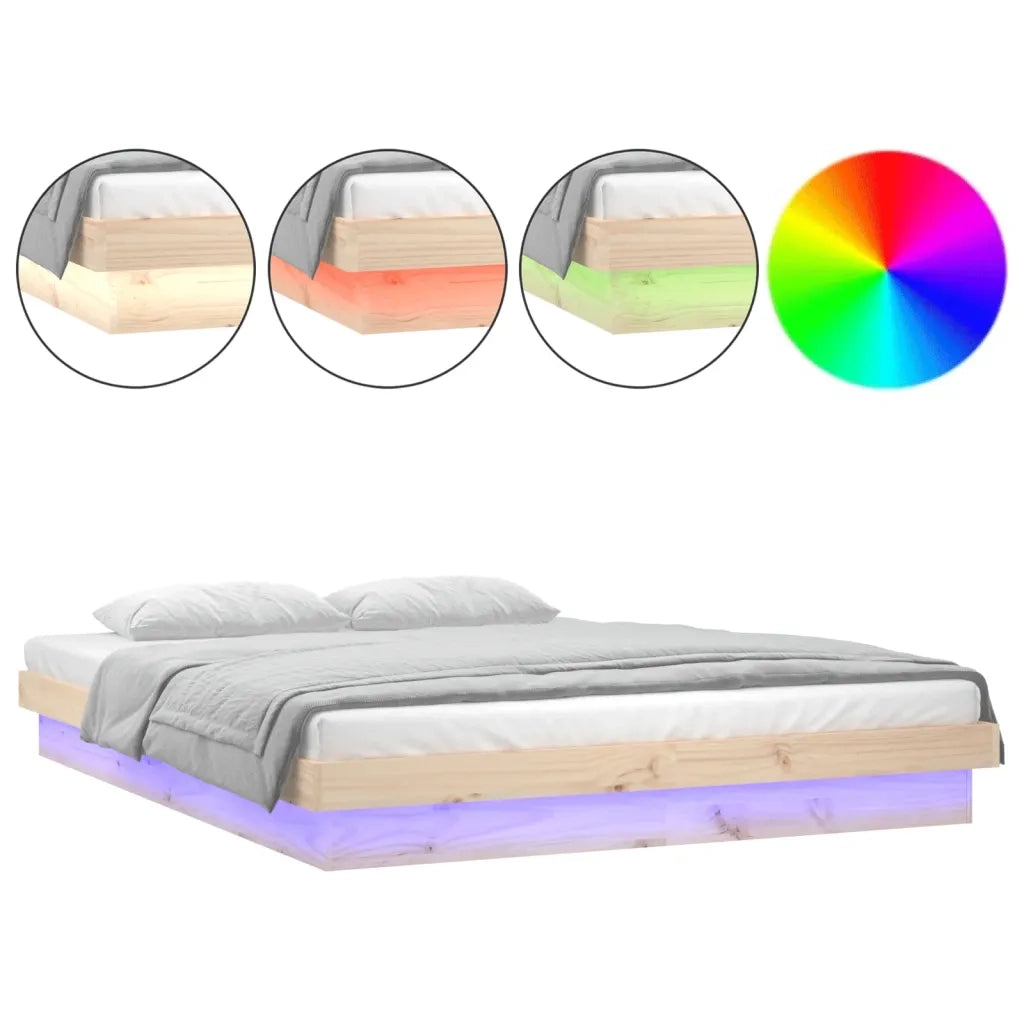 Giroletto con LED-Struttura Letto 120x190 cm Small Double in Legno Massello 847314