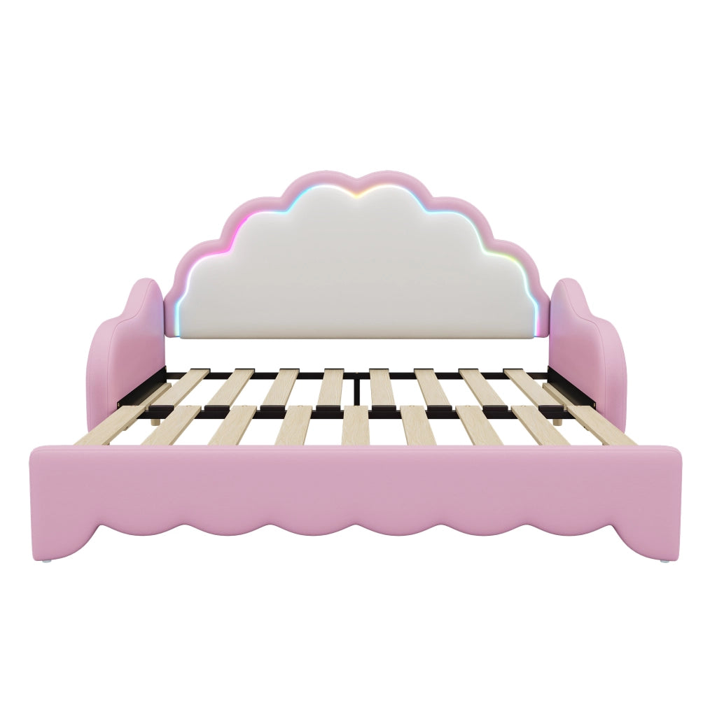 Divano letto 140x200 cm con LED; PU rosa