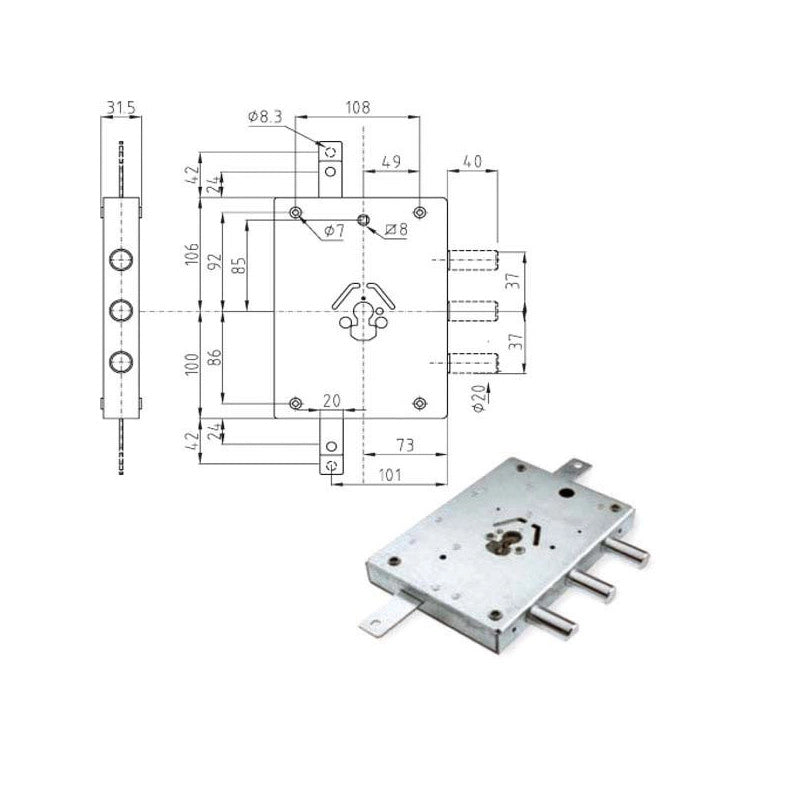 Serratura Sic.Triplice Sx Cilindro E63 32Y Atra