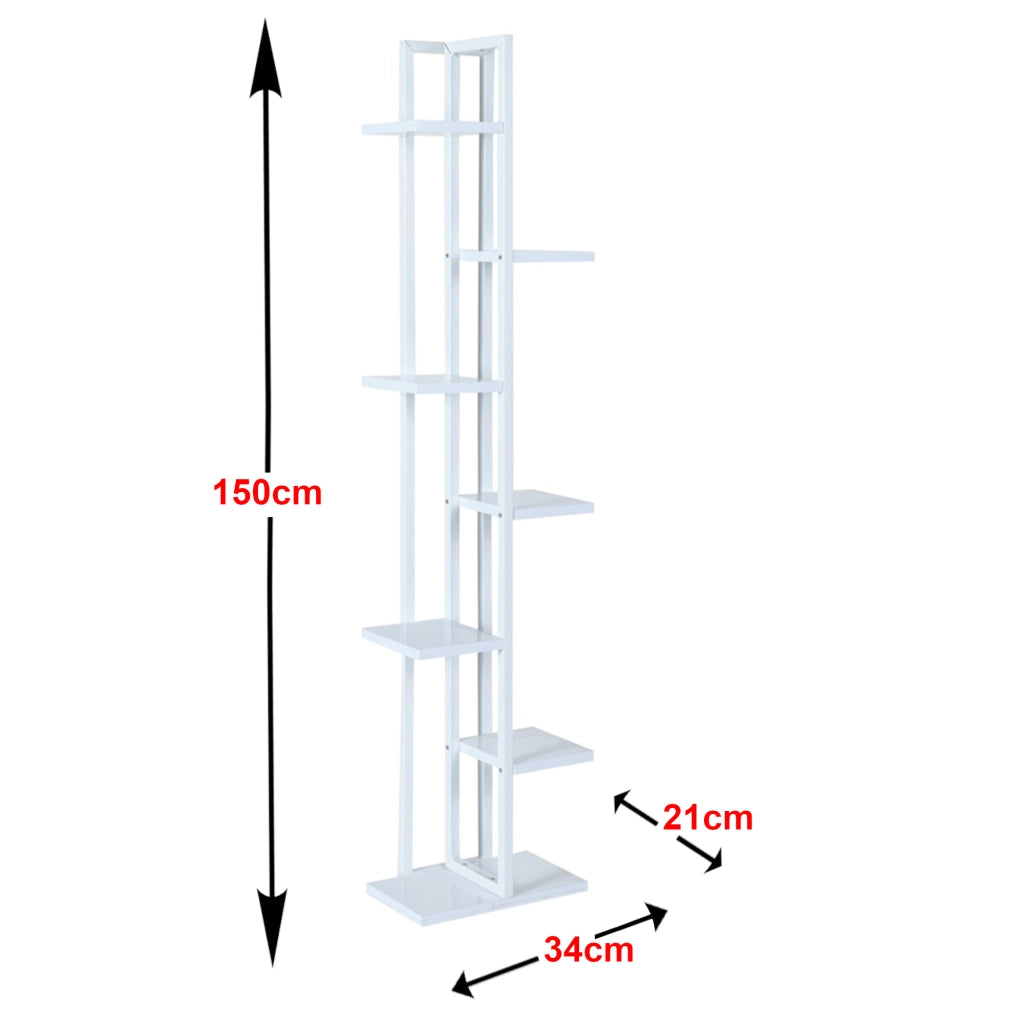 Scaffale Portapiante 'Somero' Mobile a Terra con Ripiani Portaoggetti - Bianco [en.casa]